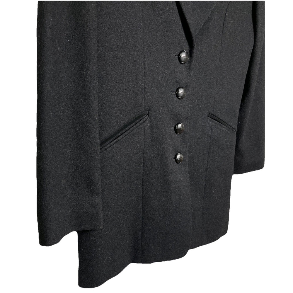 Vintage Charles Klein Womens Size 6 Black Wool Blazer Suede Collar Elbow Patches - Picture 4 of 9